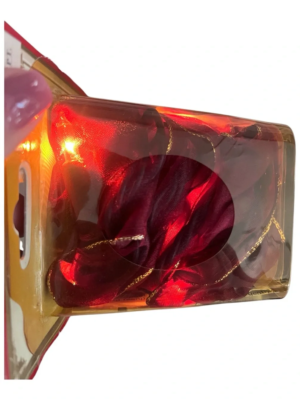 Vintage 2 Strands Sheer Glow Lights In Wired Ribbon Each 15 Feet Burgundy